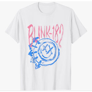 NEW Womens White Official Blink-182 Smiley T-Shirt 2X
